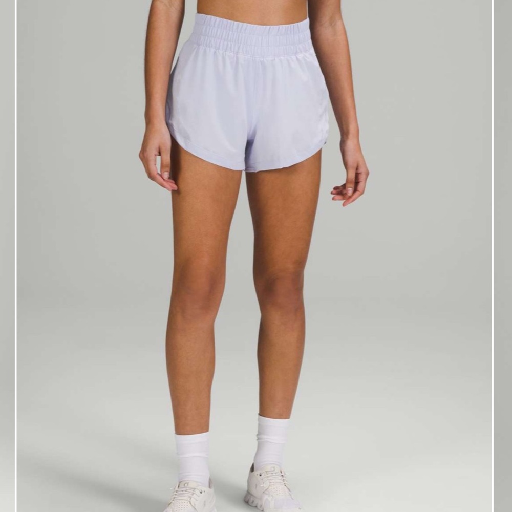 Lululemon Track That High Rise 3” Shorts in Pastel Blue